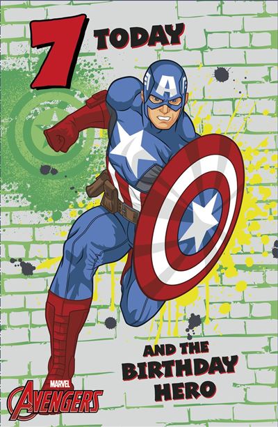 Age 7 Birthday Card Captain America