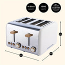 Scandi 4 Slice Toaster Matte Cream with Wood Effect