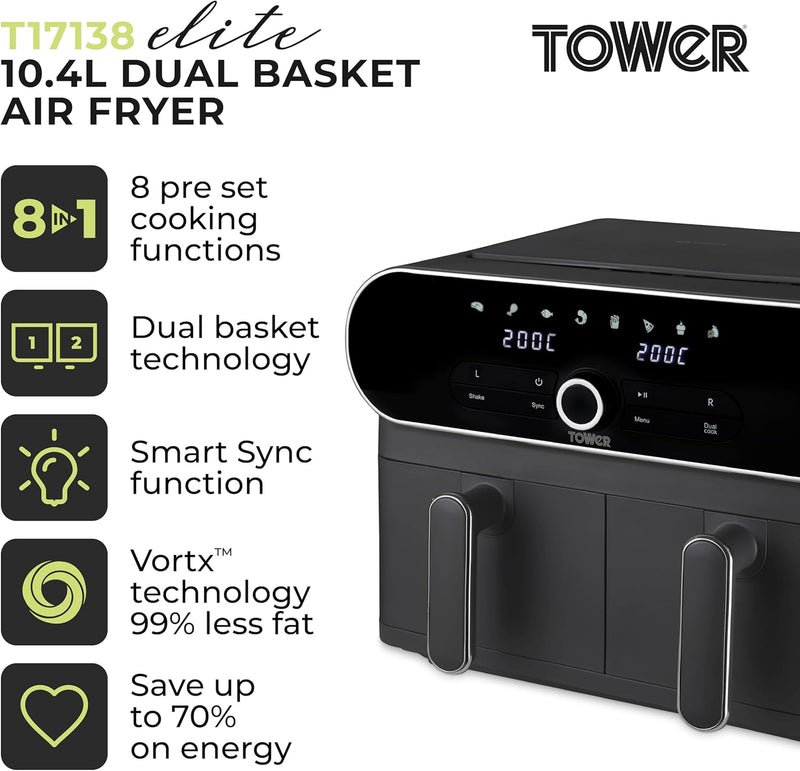 Tower Vortx 10.4L Dual Basket Air Fryer