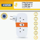 UK To Europe Travel Plug Adaptor With USB Ports