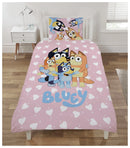 Bluey Pink Hearts Single Duvet Set