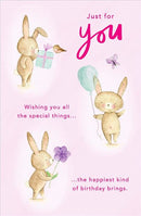 No Age Birthday Card Pink Bunnies