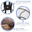Round Glass Top Garden Table - Black