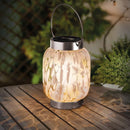 Solar Pink & White Glass Art Lantern