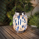 Solar Blue & White Glass Art Lantern