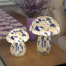 GlassArt Blue & White Mushroom Lamp