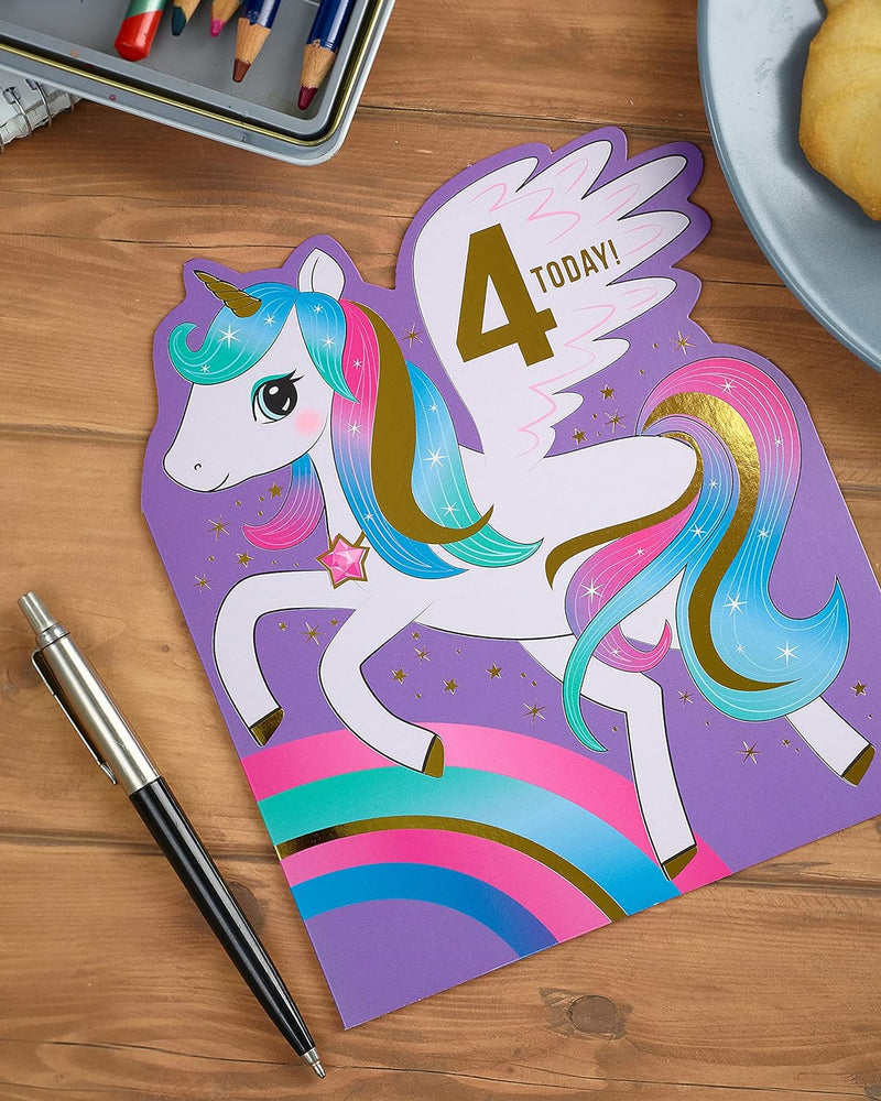 Age 4 Birthday Card Unicorn