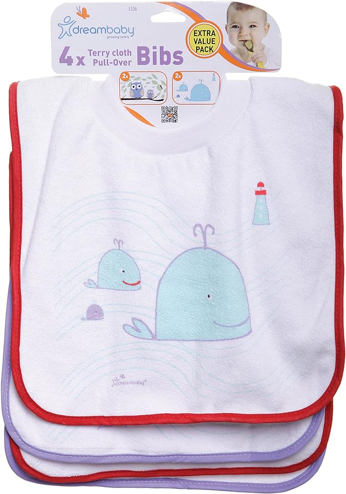 Dreambaby Terry Cloth Pull-Over Bib 4 Pack