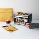 Scandi 4 Slice Toaster Matte Black with Wood Effect