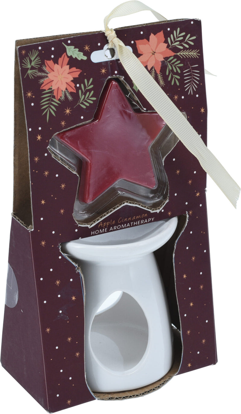 Festive Oil Burner With Wax Melt - Assorted