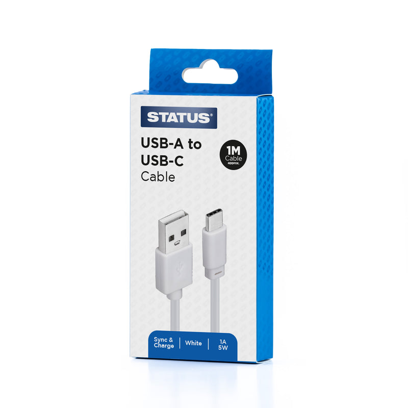 Phone Cable USB to USB-C Sync and Charge Cable - White