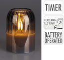 LED Candle In Grey Glass 10cm