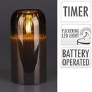 LED Candle Amber Glass 12.5cm