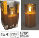 LED Candle In Amber Glass 15cm