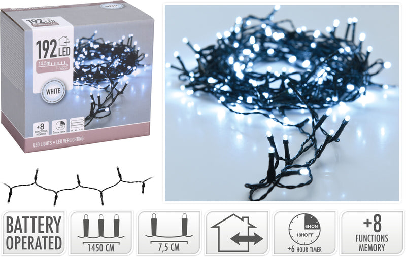 Christmas Lights Battery Operated 192 LED - White