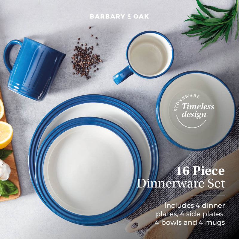 Foundry 16 Piece Blue Dinnerware Set