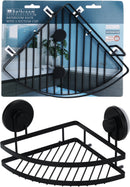 Corner Bathroom Shelf with Suction Cups - Black