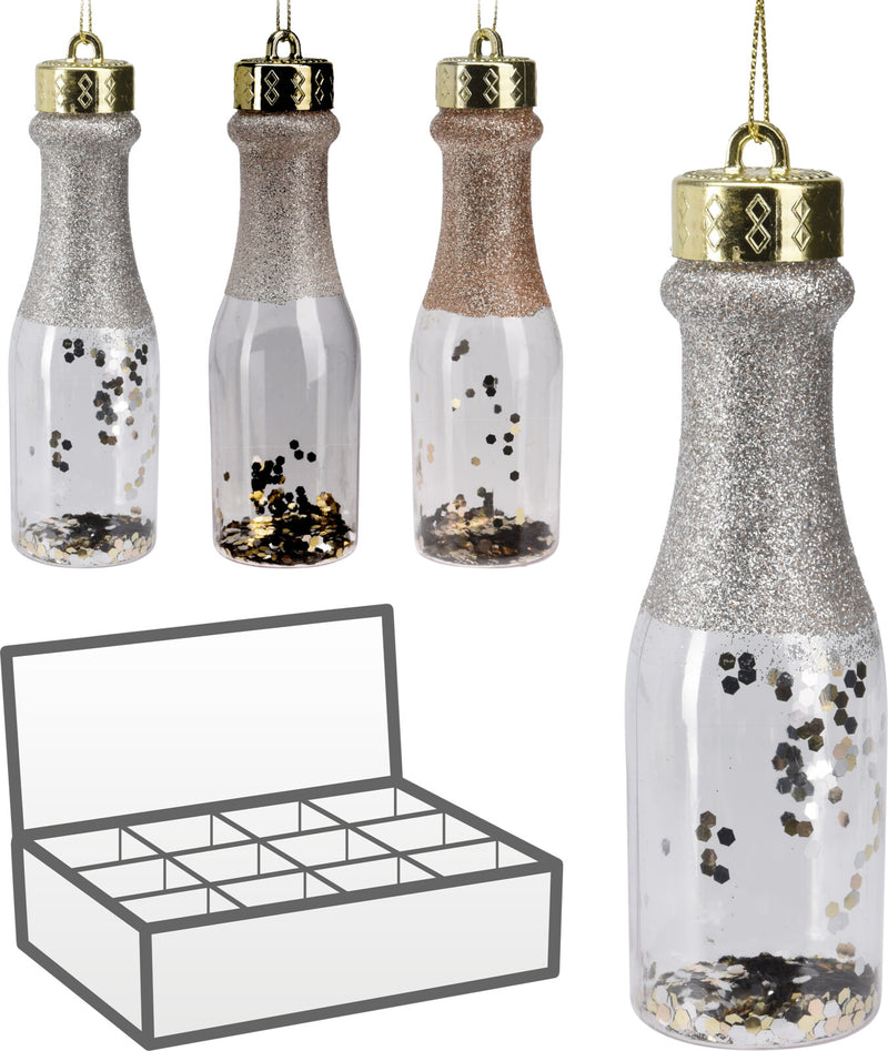 Glitter Bottle Tree Decoration Assorted