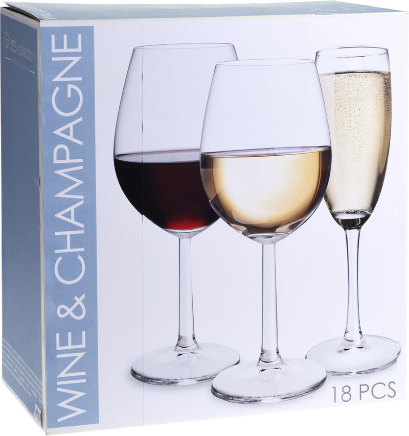 Wine & Champagne Glasses 18 Pack