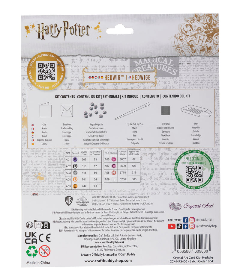 Crystal Art Card 18cm x 18cm - Harry Potter Hogwarts & Hedwig