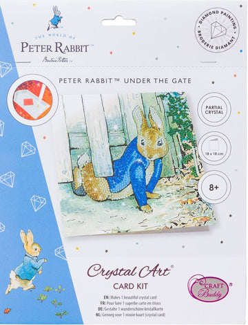 Crystal Art Card 18cm x 18cm - Peter Rabbit Under The Fence