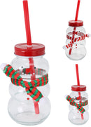 Snowman Drinking Cup With Straw Assorted