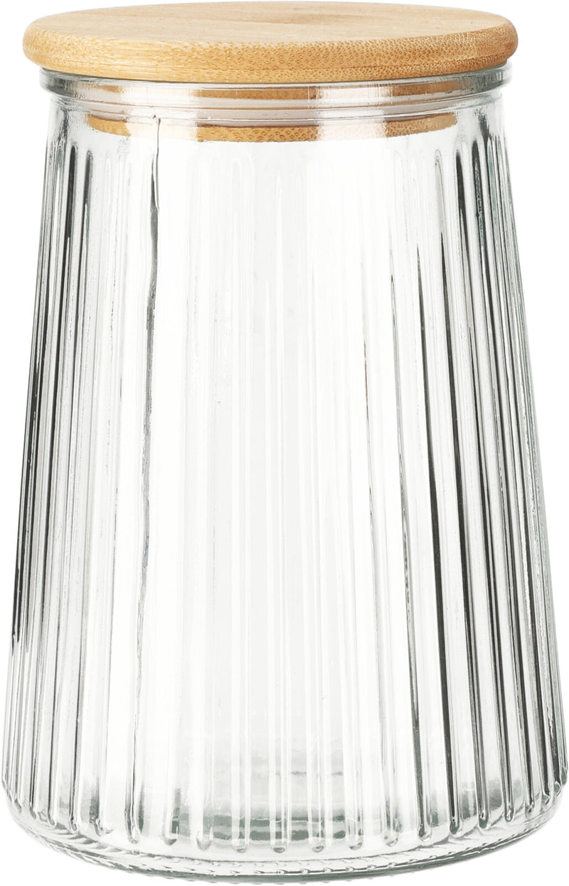 Ribbed Glass Jar & Lid 1L