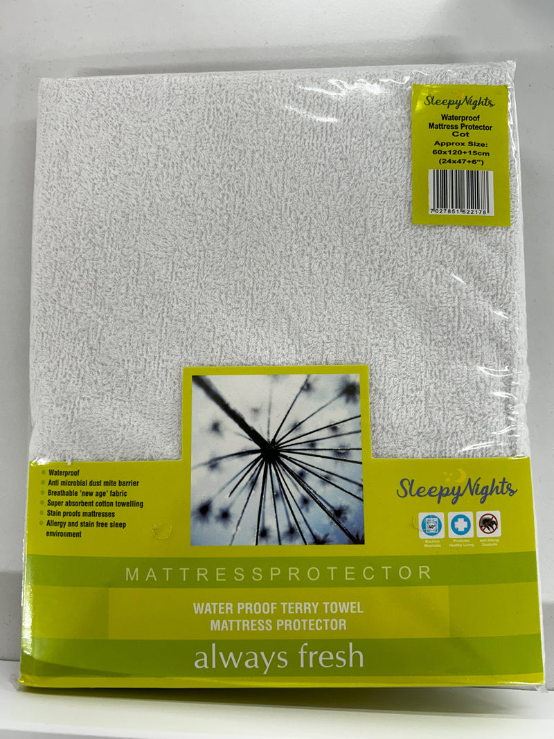 SleepyNights Waterproof Terry Towelling Mattress Protector - Cot Size