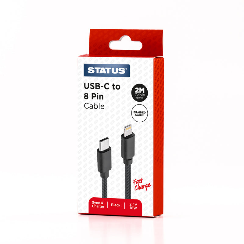 USB C to 8 Pin Sync & Charge 2m Braided Cable – JAC Stores IOM