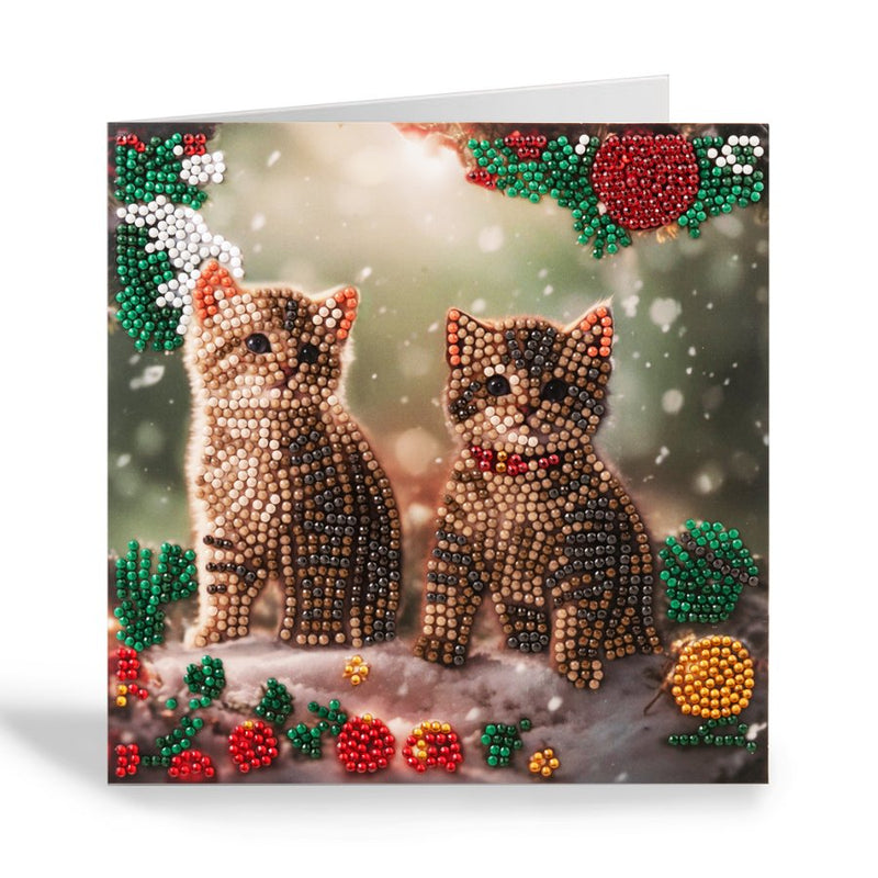 Crystal Art Card 18cm x 18cm - Christmas Kittens