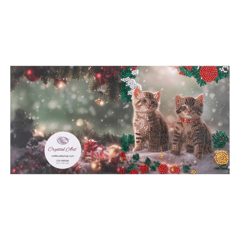 Crystal Art Card 18cm x 18cm - Christmas Kittens