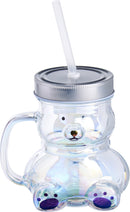 Teddy Bear Drinking Glass With Straw Assorted