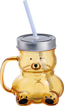 Teddy Bear Drinking Glass With Straw Assorted