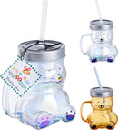 Teddy Bear Drinking Glass With Straw Assorted