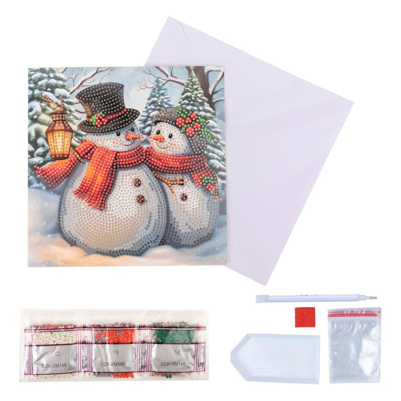 Crystal Art Card 18cm x 18cm - Frosty & Merry