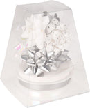 Gift Bows and Ribbon Set - 9pces in Silver/White