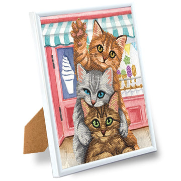 Crystal Art Kit with Picture Frame - Kittens & Ice Cream