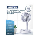 White 4" Folding USB Desk Fan