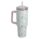 Floral Drinking Mug With Straw Assorted