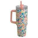Floral Drinking Mug With Straw Assorted