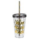 Black & Gold Cup With Straw 660ml