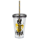 Black & Gold Cup With Straw 660ml