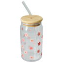 Floral Drinking Glass With Straw Assorted