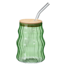 Waved Drinking Glass With Straw Assorted