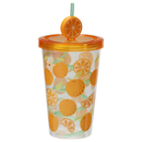 Fruit Drinking Cup With Spiral Straw Assorted