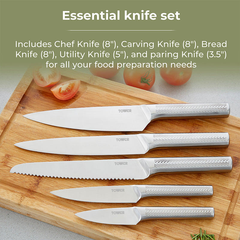 Tower 5 Piece Stainless Steel Knife Set