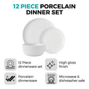 12 Piece White Dinnerware Set