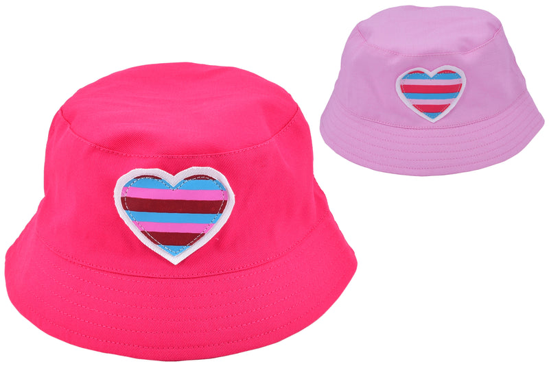 Bucket Hat Heart Embroidery Assorted - Kids