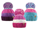 Girls Sherpa Lined Bobble Hat - Assorted