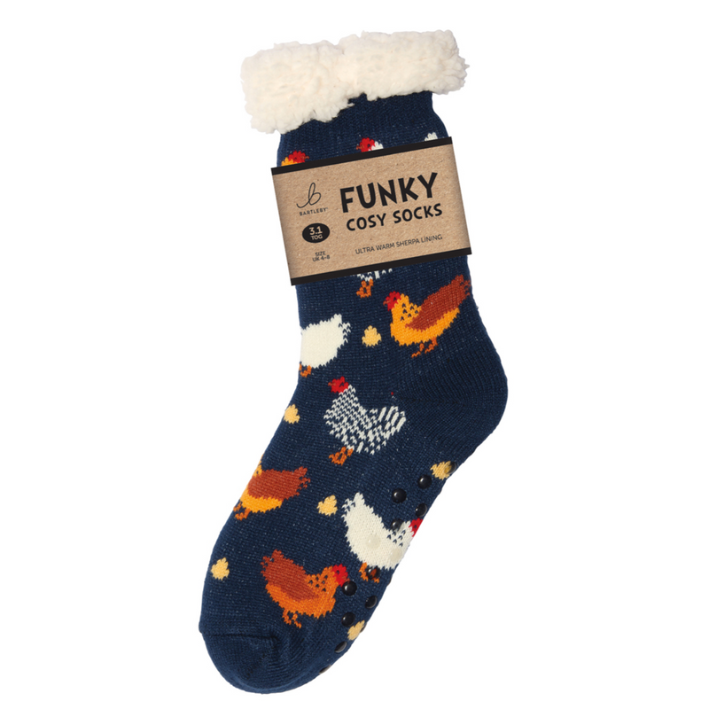 Funky Sherpa Socks - Colourful Chickens